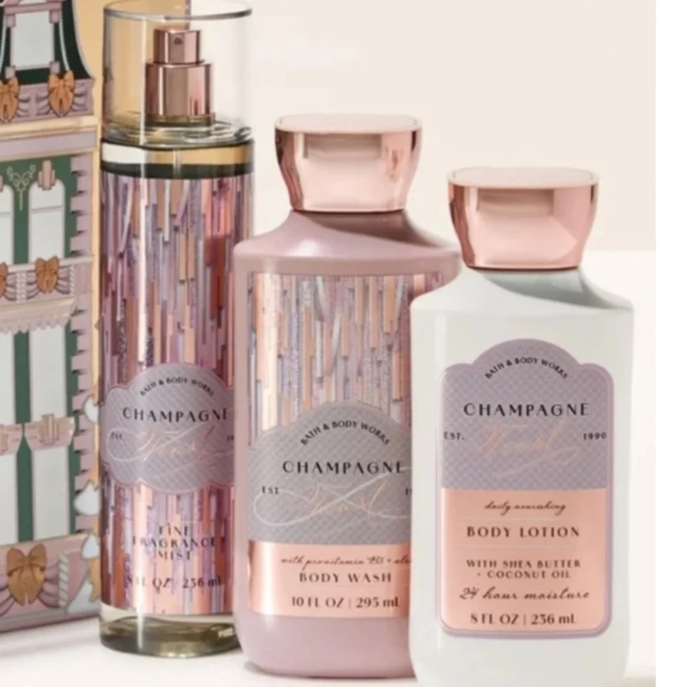 Bath & Body Works champagne toast scent body splash, body wash & body lotion set